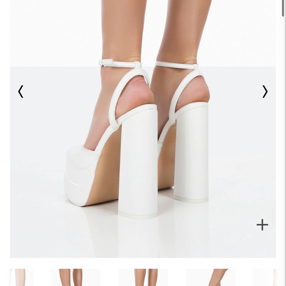 White Closed Toe Statement Platform Block Heels - image 2